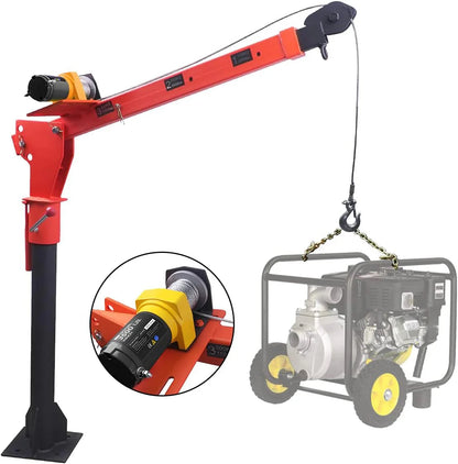 Pismire Winch Versatile 0.5T Folding Truck-Mounted Bed Crane Hoist Lift Pickup with Electric Winch 3500 lb 12V, Painted Steel 1100 lb Pickup 360 Swivel Base