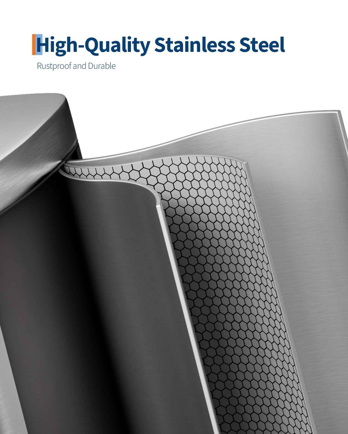 GARVEE Step-on Stainless Steel Trash Can - 13 Gal Capacity