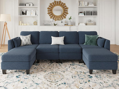 Modular Sectional Sofa, Convertible U Shaped Sofa Couch with High Density Memory Foam, 6 Seat Comfy Modular Sofa Couch for Living Room, Modern U Shaped Sectional Sofa, Dimgrey