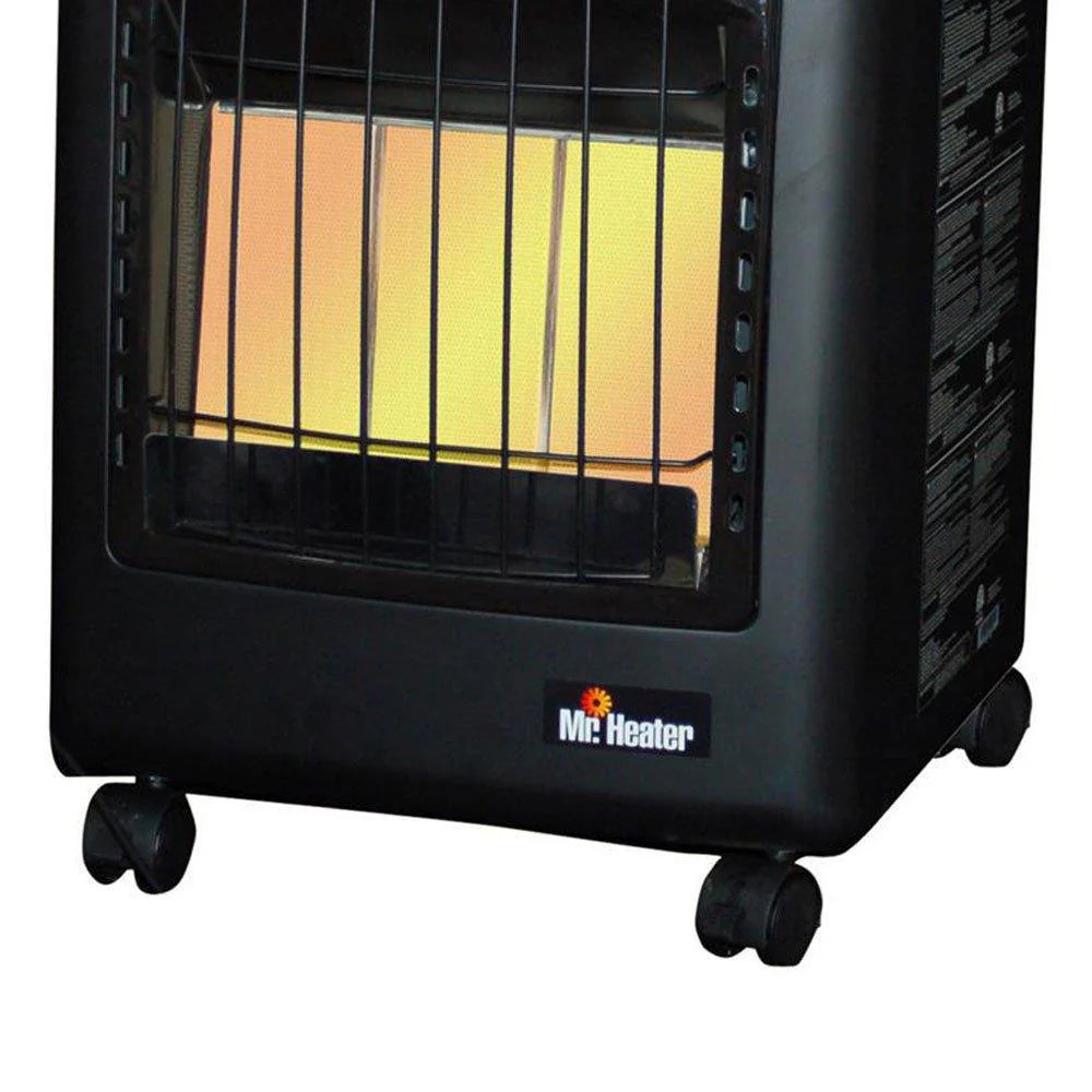 Portable Propane Radiant Heater by Brand Name, 18,000 BTU, Outdoor Use, Includes Regulator & Hose, Safety Features, Mobile Cabinet Design