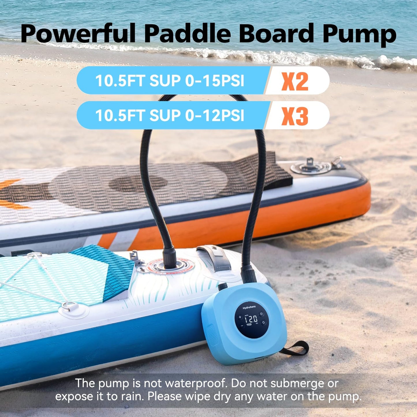 HYDROHERO Electric Paddle Board Pump - 20PSI Dual Stage Inflator
