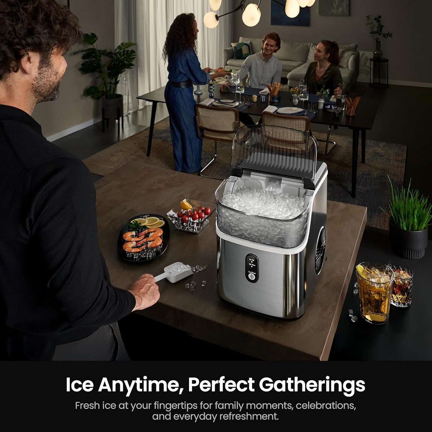 KISMILE Nugget Ice Maker Portable Countertop Machine - 35lbs/Day