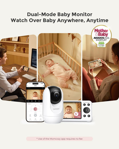 MOMCOZY Smart WiFi Baby Monitor with 1080P Camera & Audio