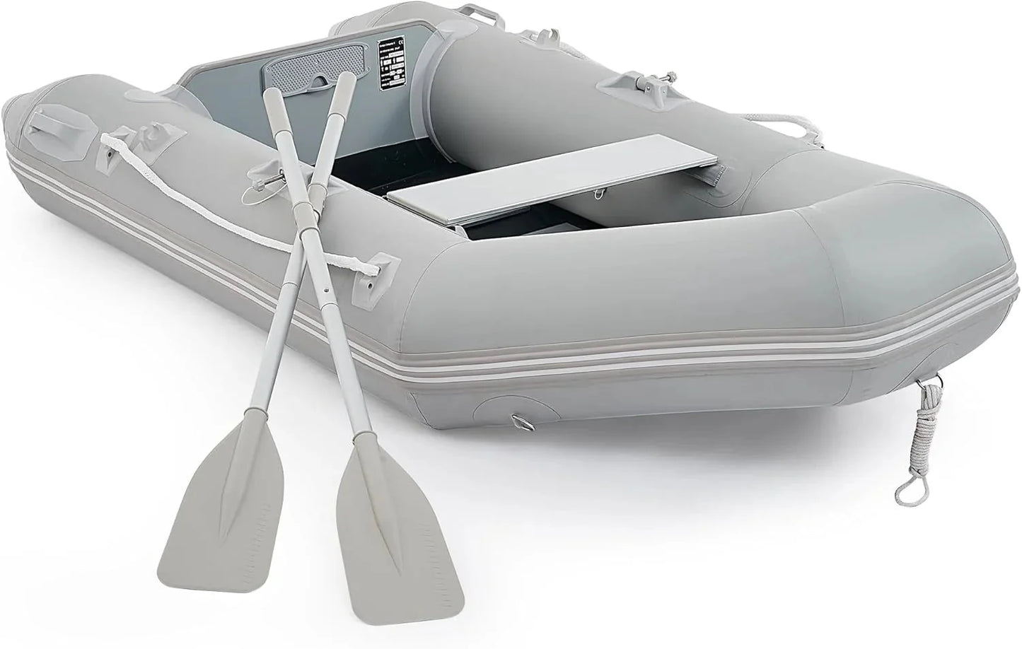 CREWORKS 7.5ft Inflatable Dinghy Boat, 2 Person 660lb Transom Sport Tender Boat with Pump Aluminum Oars Floor, Heavy Duty Inflatable Raft Kayak for Adults
