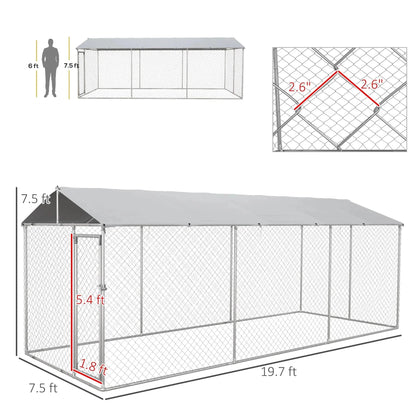 PawHut 19.7' x 7.5' x 7.5' Outdoor Dog Kennel W/ Waterproof Roof