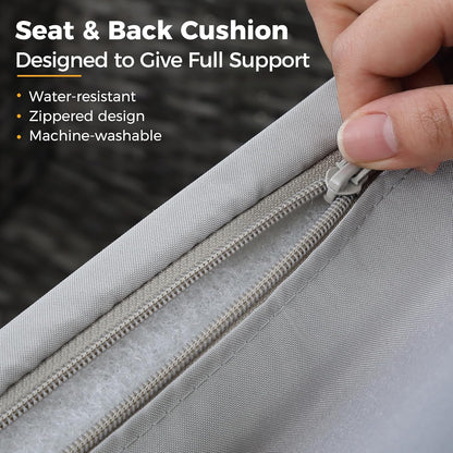 Wisteria Lane 4 Piece Outdoor Patio Furniture Sets, Wicker Conversation Set for Porch Deck, Grey Rattan Sofa Chair with Cushion Blue