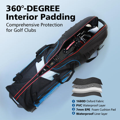 MOJEST Golf Travel Bags with Wheels, Hard Case, 1680D Oxford