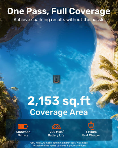 GOSVOR LiteVac G1 Pool Vacuum - Wall, Waterline & Smart Navigation