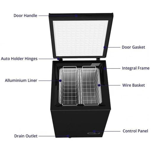Northair Chest Freezer C 3.5 Cu Ft with 2 Removable Baskets C Reach In Freezer Chest C Quiet Compact Freezer C 7 Temperature Settings C Black