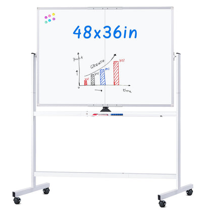 MAXTEK Rolling Whiteboard 48x36 Double-Sided Magnetic Board