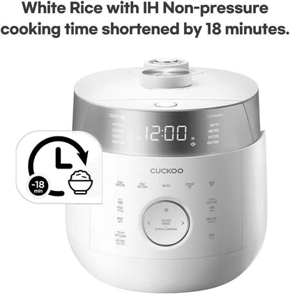Small Stainless Steel Rice Cooker 6 Cups (Cooked), 12 Cups (Cooked) Induction Heating Dual Pressure, 16+ Menu Options (White)