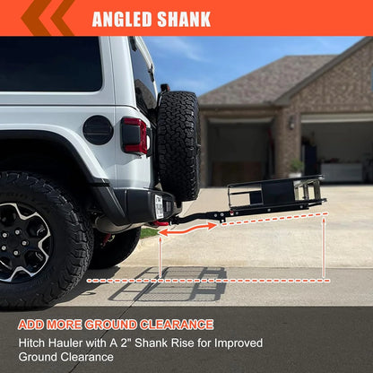 Folding hitch mounted cargo basket 60" With hook stabilizer, net and straps