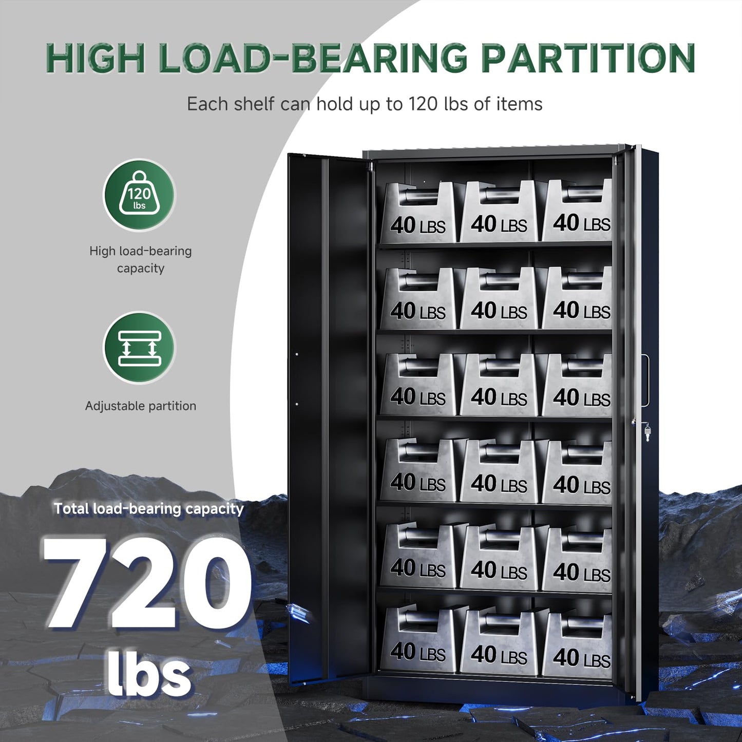 LETAYA Metal Storage Cabinets with Locking Doors - 5 Shelves