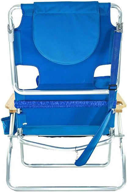 Deluxe 3 in 1 Beach Chair with Face Opening - Portable, Reclining Lounger for Tanning - Face Hole for Reading on Stomach - Padded Footrest, Removable Pillow - Aluminum