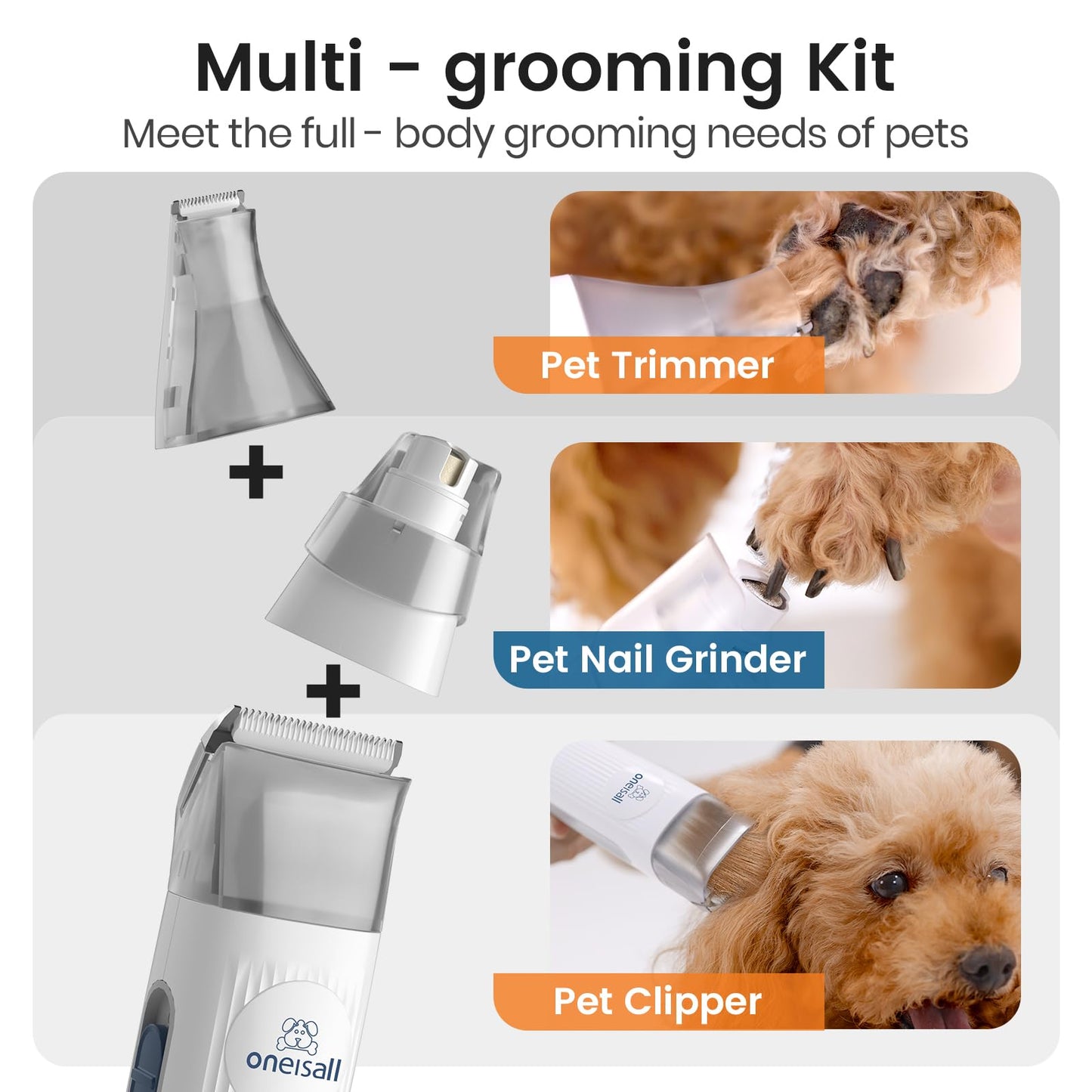 ONEISALL Dog Grooming Vacuum with Clipper & Nail Grinder