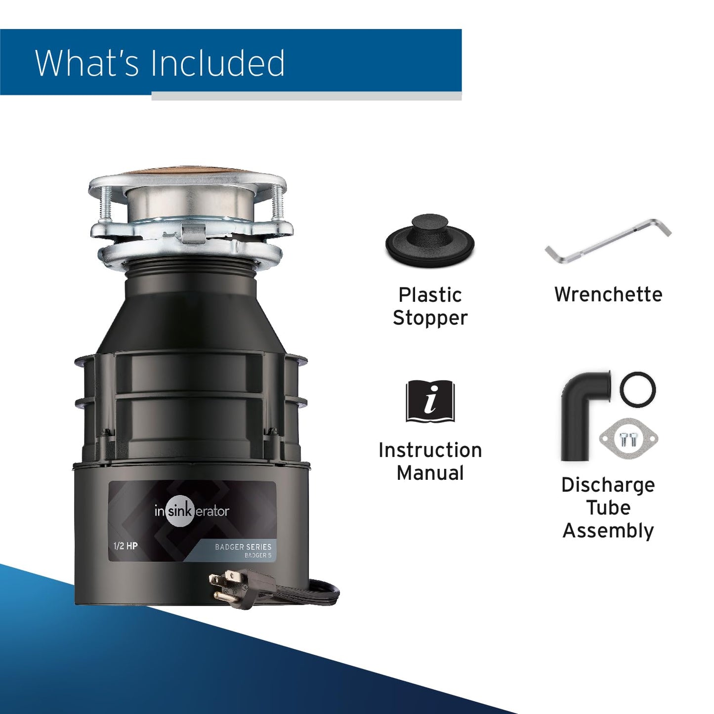 INSINKERATOR InSinkErator Badger 5 Garbage Disposal, 1/2 HP