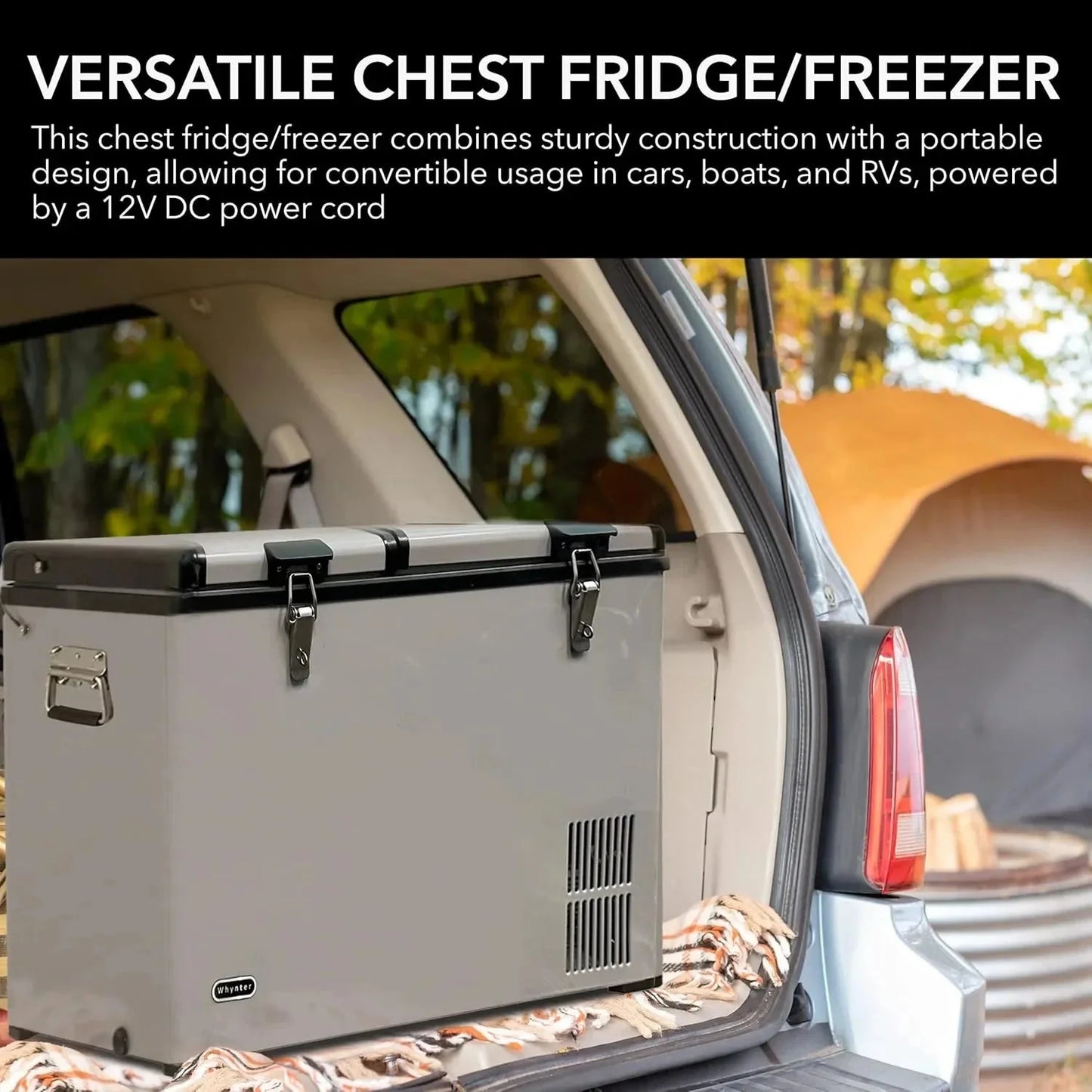 FM-65G 65 Quart Portable Refrigerator and Deep, AC 110V/ DC 12V, Real Chest Freezer for Car, Home, Camping, and RV with-8F to 50F Temperature Range, Gray, One Size