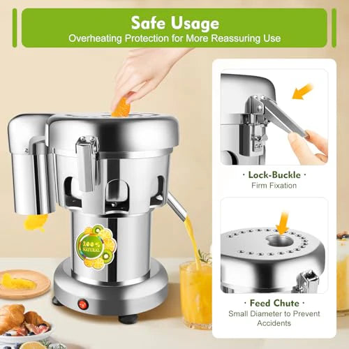 Commercial Juice Extractor, 370W 110V Electric Stainless Steel Juicer for Fruit Vegetable Heavy Duty Centrifugal Juicer Machine Juice & Residue Separated Low Noise: Home & Kitchen