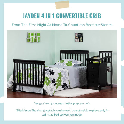 Dream On Me Jayden 4-in-1 Mini Crib & Changer with Storage, White
