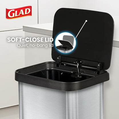 GLAD Stainless Steel 20 Gallon Step Trash Can with Odor Guard