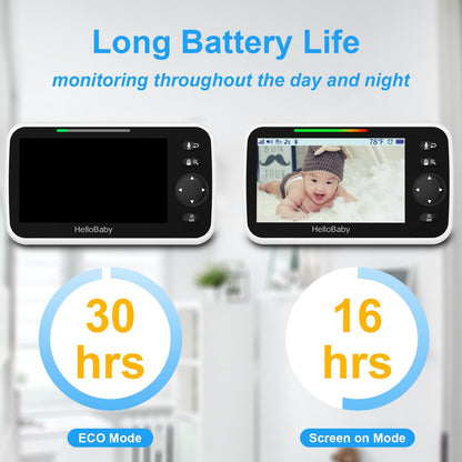 HELLOBABY Upgrade Baby Monitor - 30-Hour Battery, 2 Cameras, Night Vision