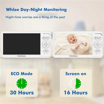 HELLOBABY Baby Monitor with 2 Cameras & 6" Split Screen