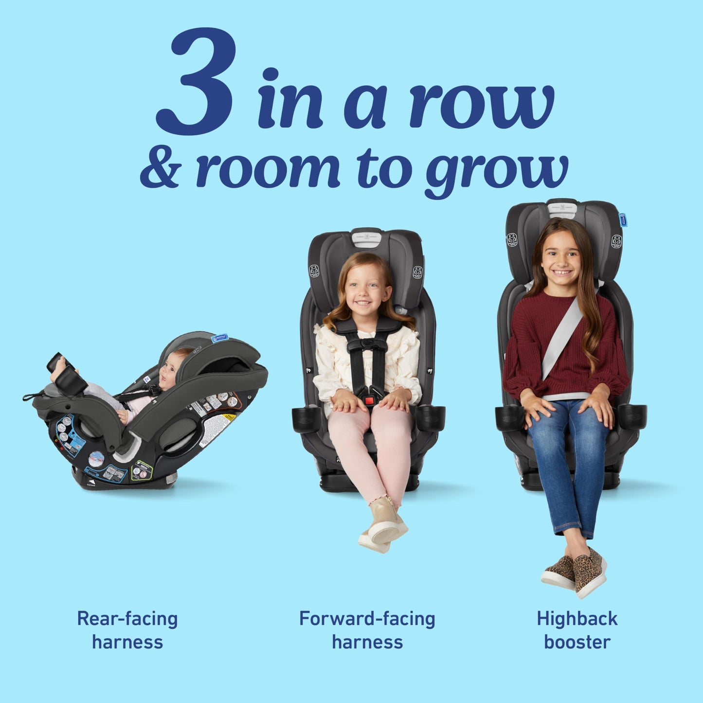 GRACO SlimFit3 LX 3-in-1 Slim Car Seat Booster Kunningham