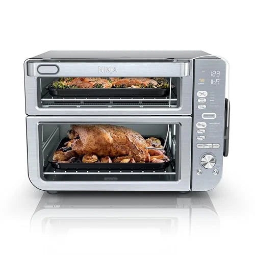 Ninja Countertop Oven Double Stack XL & Air Fryer with Pro Cook System, 12 in 1, Flexdoor, FlavorSeal, SMART FINISH with DualZone Technology, Air Fryer, Bake, Broil, Reheat, Stainless Steel, DCT651