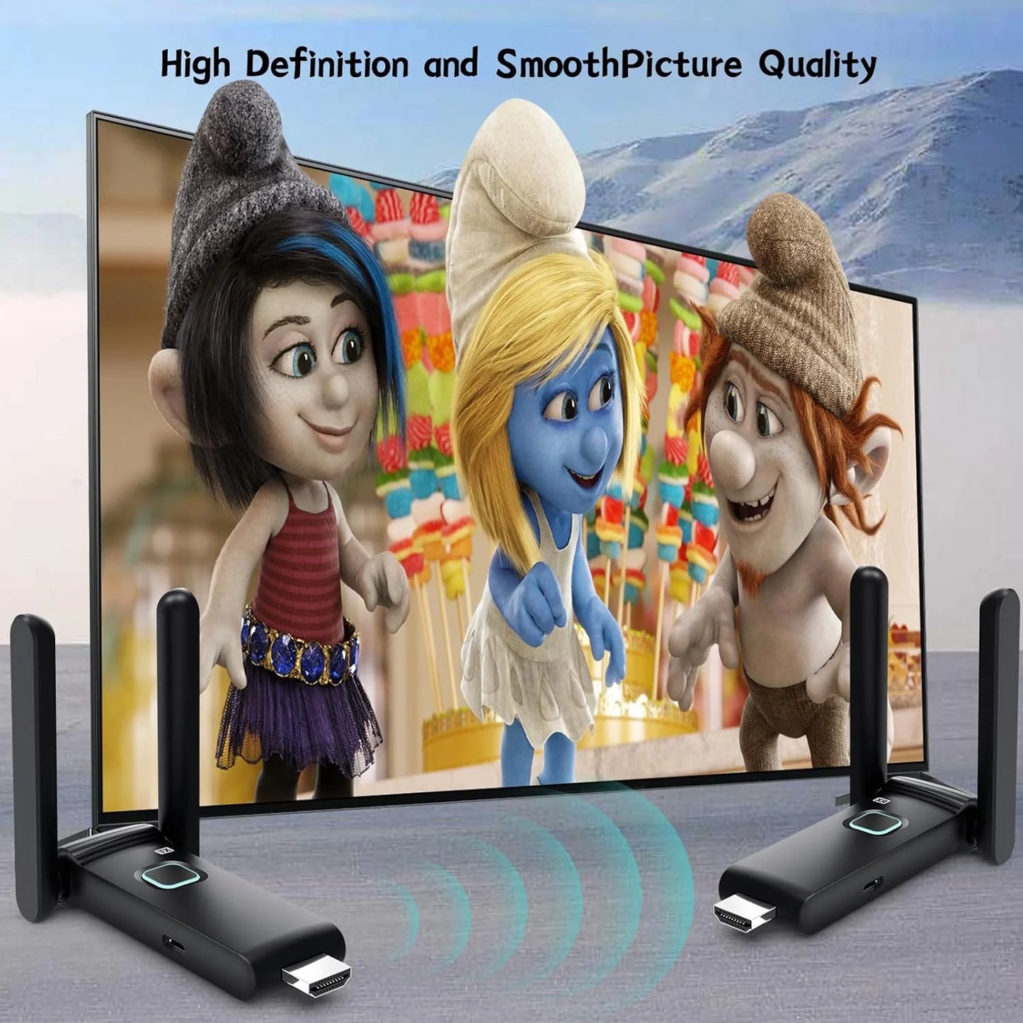 Wireless HDMI Transmitter with 4 Receivers, 165FT, Plug & Play