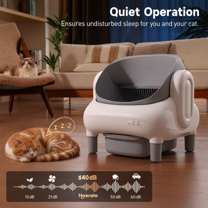 HAZRELA Automatic Cat Litter Box with App Control & Safety