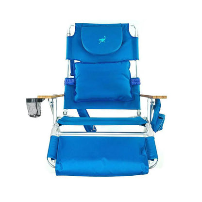 Ostrich Deluxe Padded 3 N 1 Outdoor Lounge Reclining Beach Chair, Blue (4 Pack)
