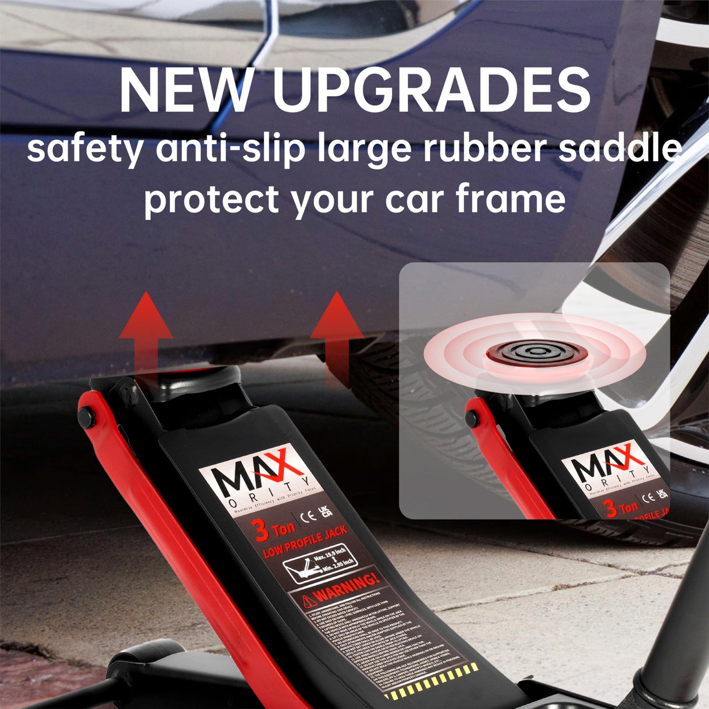 MAXORITY 3-Ton Low Profile Hydraulic Steel Floor Jack