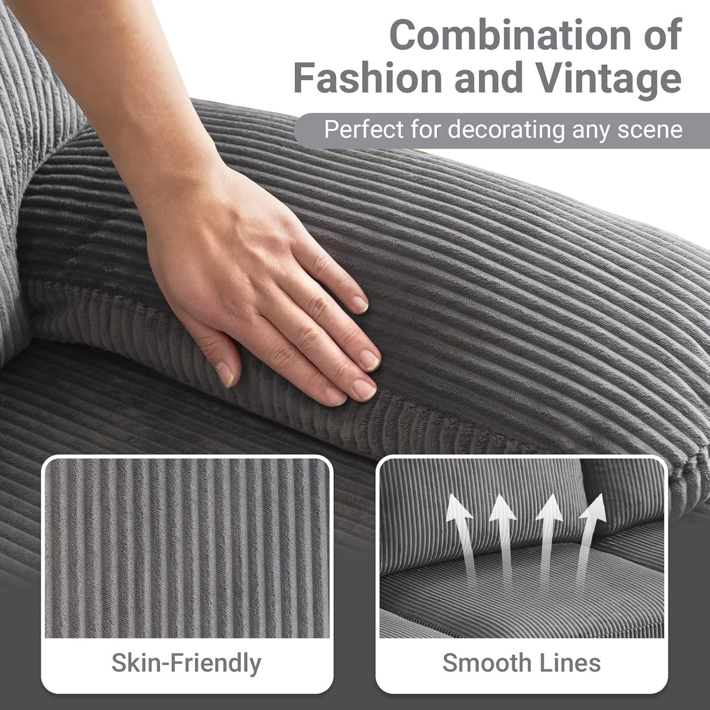 VINGLI 110" Sectional Couches for Living Room,U Shaped Couch with Double Chaise, 4-Seat Sofa Set with Chenille Fabric for Home Furniture,Beige