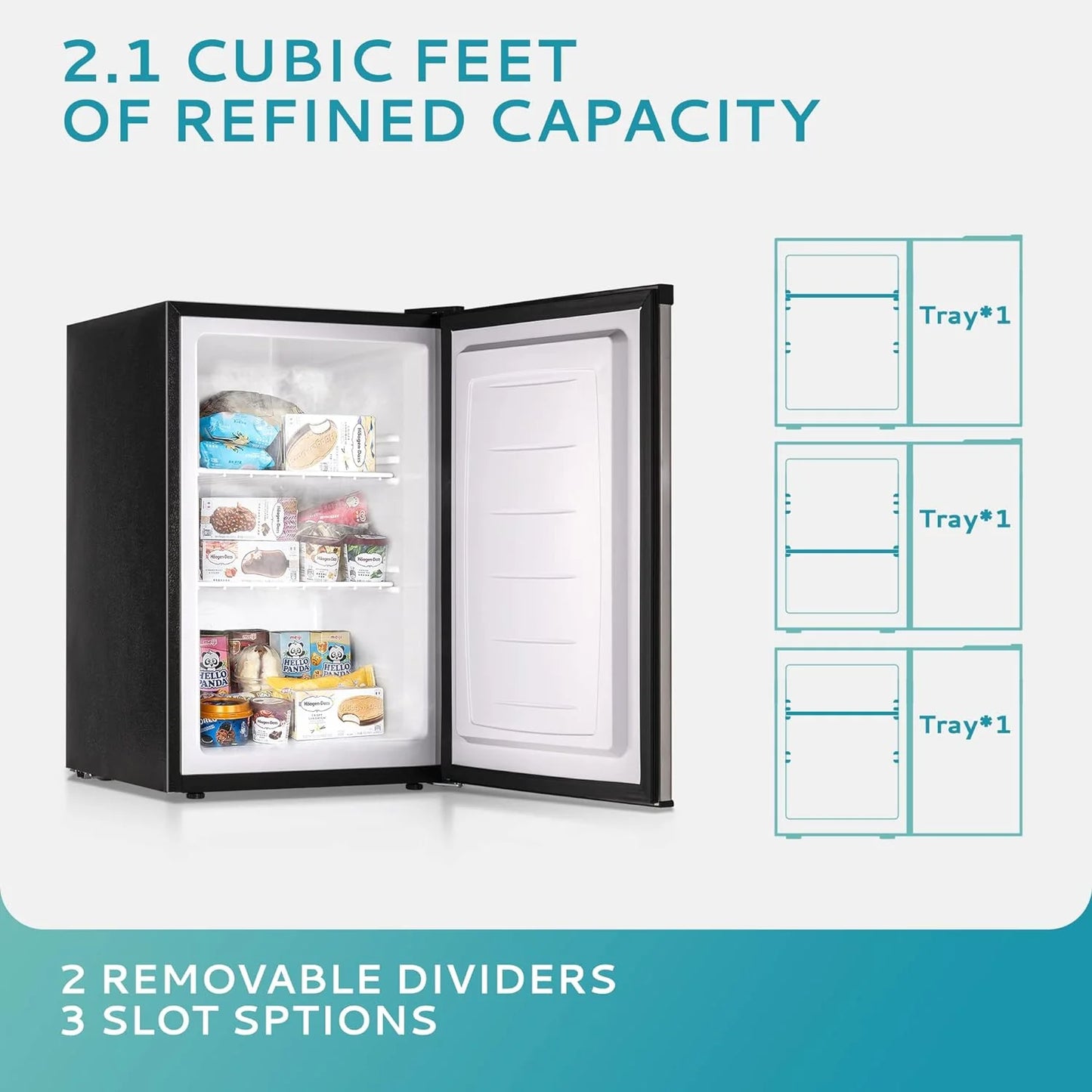 Upright freezer, 3.0 Cubic Feet, Single Door Compact Mini Freezer with Reversible Stainless Steel Door, Small freezer for Home/Dorms/Apartment/Office (Silver)