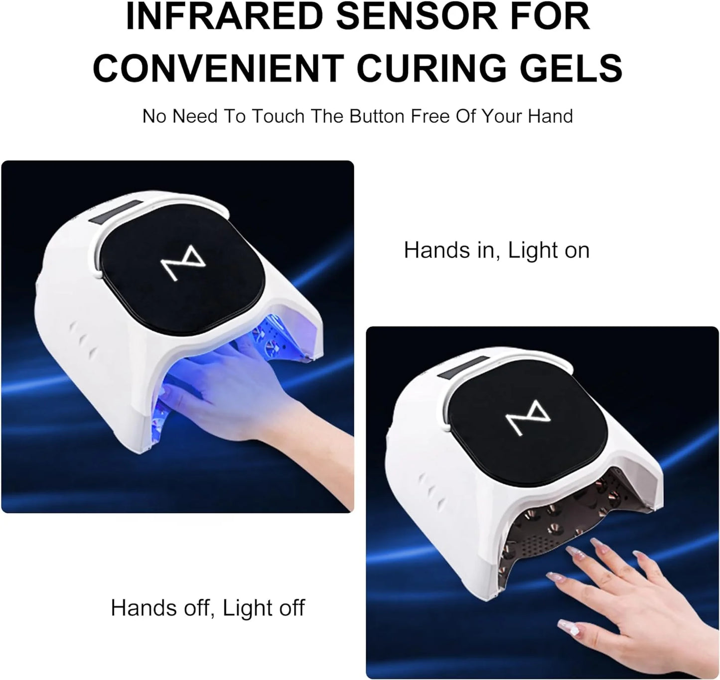 Professional Hybrid 86W Wireless Rechargeable UV LED Nail Curing Lamp Cordless Nail Dryer for Gel Nails, Manicure, Pedicure (Black)