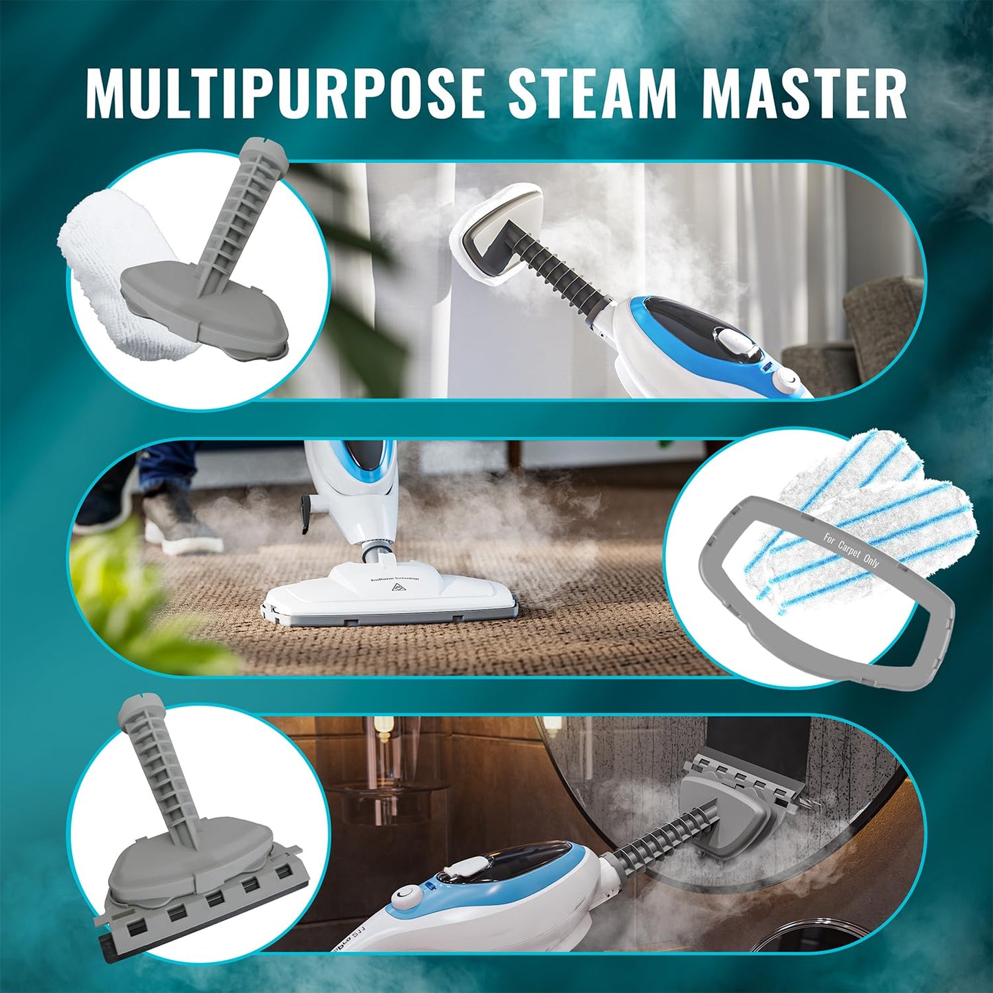 PURSTEAM WORLD'S BEST STEAMERS PurSteam 10-in-1 Steam Mop for Tile & Hardwood Floors