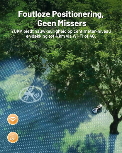 YUKA Mini 500H Robot Lawn Mower Reception 0.12 Acre, Max. 0.17 Acre, Ultrasense AI Vision+ RTK Positioning, Auto Mapping, App Control,45% Slope, Cutting Height 2''~3.5'', 3 Mowing Zones