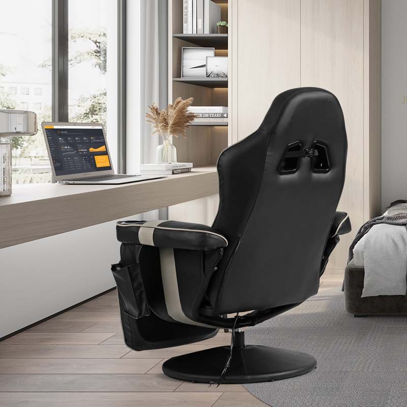 Pu Leather Massage Gaming Chair Ergonomic High Back Racing Style Gaming Recliner With Adjustable Backrest Amp Footrest Cup Holder Side Pouch - Comfortable And Ergonomic Design