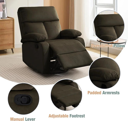 Small Swivel Rocker Recliner Chair for Compact Spaces