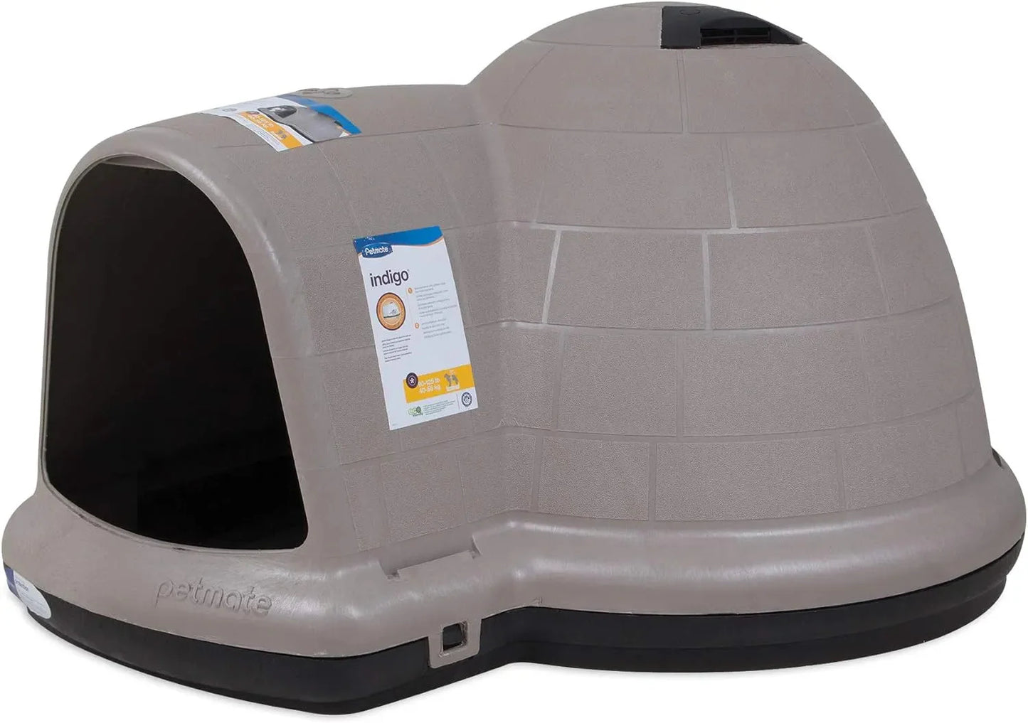 Petmate Indigo Dog House (Igloo Dog House, Made in USA with 90% Recycled Materials, All Weather Protection Pet Shelter) for XL Dogs 90 to 125 pounds, Made in USA