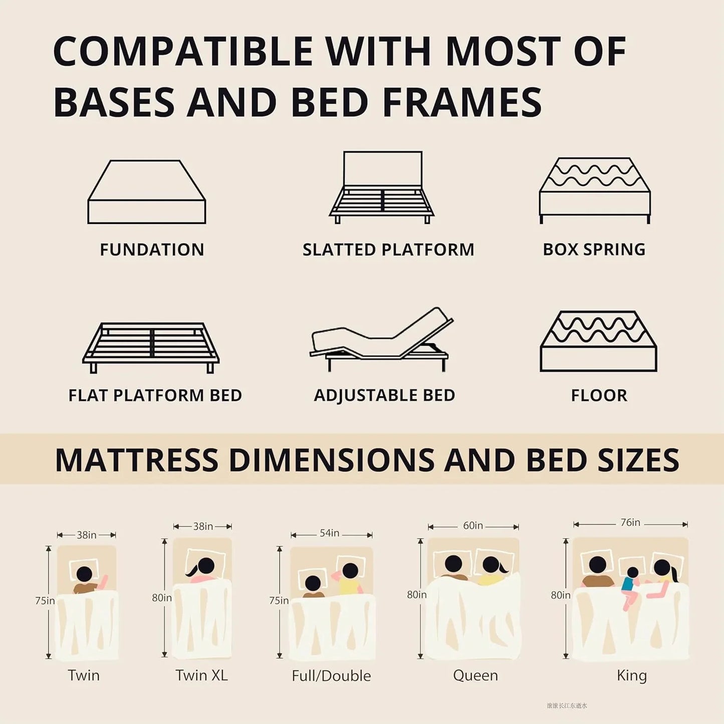 EGOHOME 14 Inch King Size Memory Foam Mattress for Back Pain, Cooling Gel Mattress Bed in a Box, Made in USA, CertiPUR-US Certified, Therapeutic Medium Mattress, 76x80x14 Black