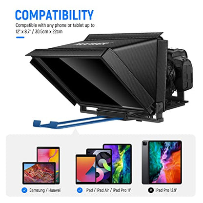 Neewer X12 Aluminum Alloy Teleprompter for iPad Tablet Smartphone DSLR Cameras with Remote Control