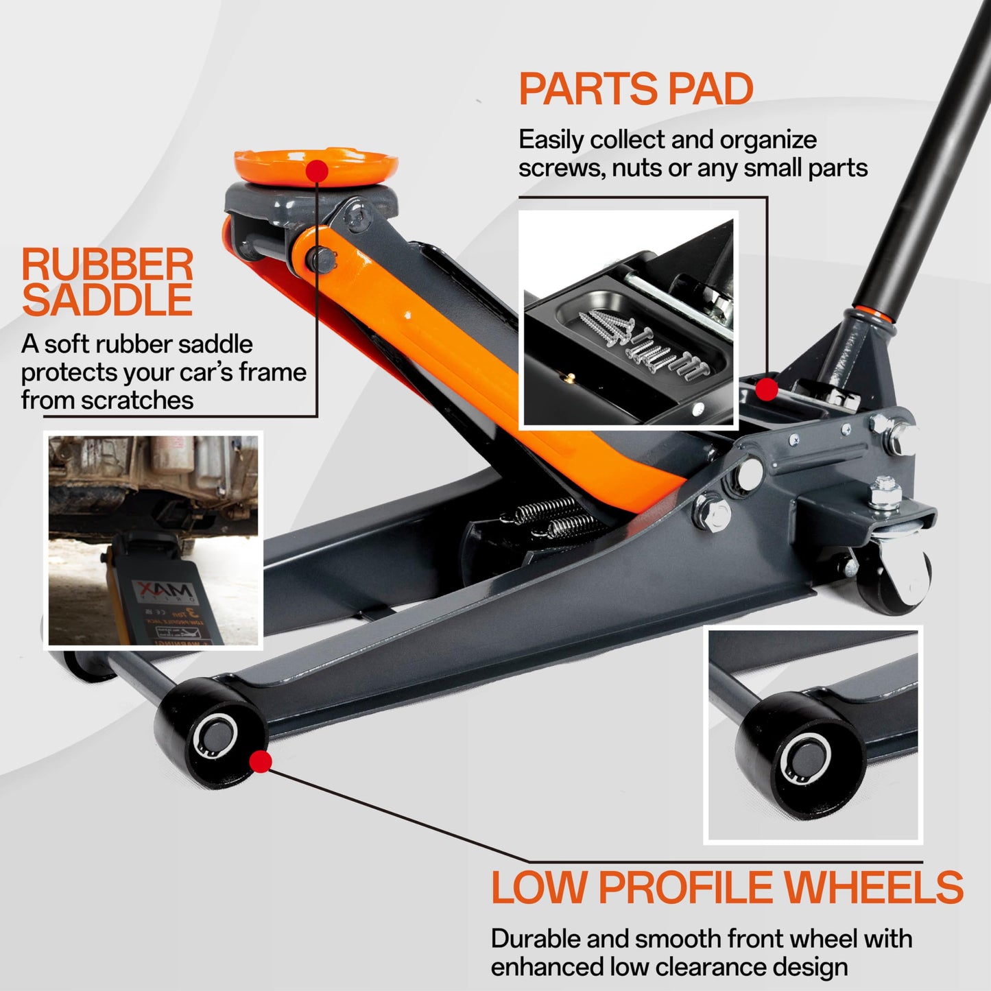 MAXORITY 3-Ton Low Profile Hydraulic Steel Floor Jack