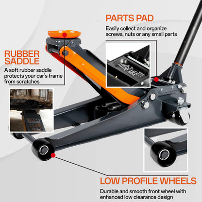 MAXORITY 3-Ton Low Profile Hydraulic Steel Floor Jack