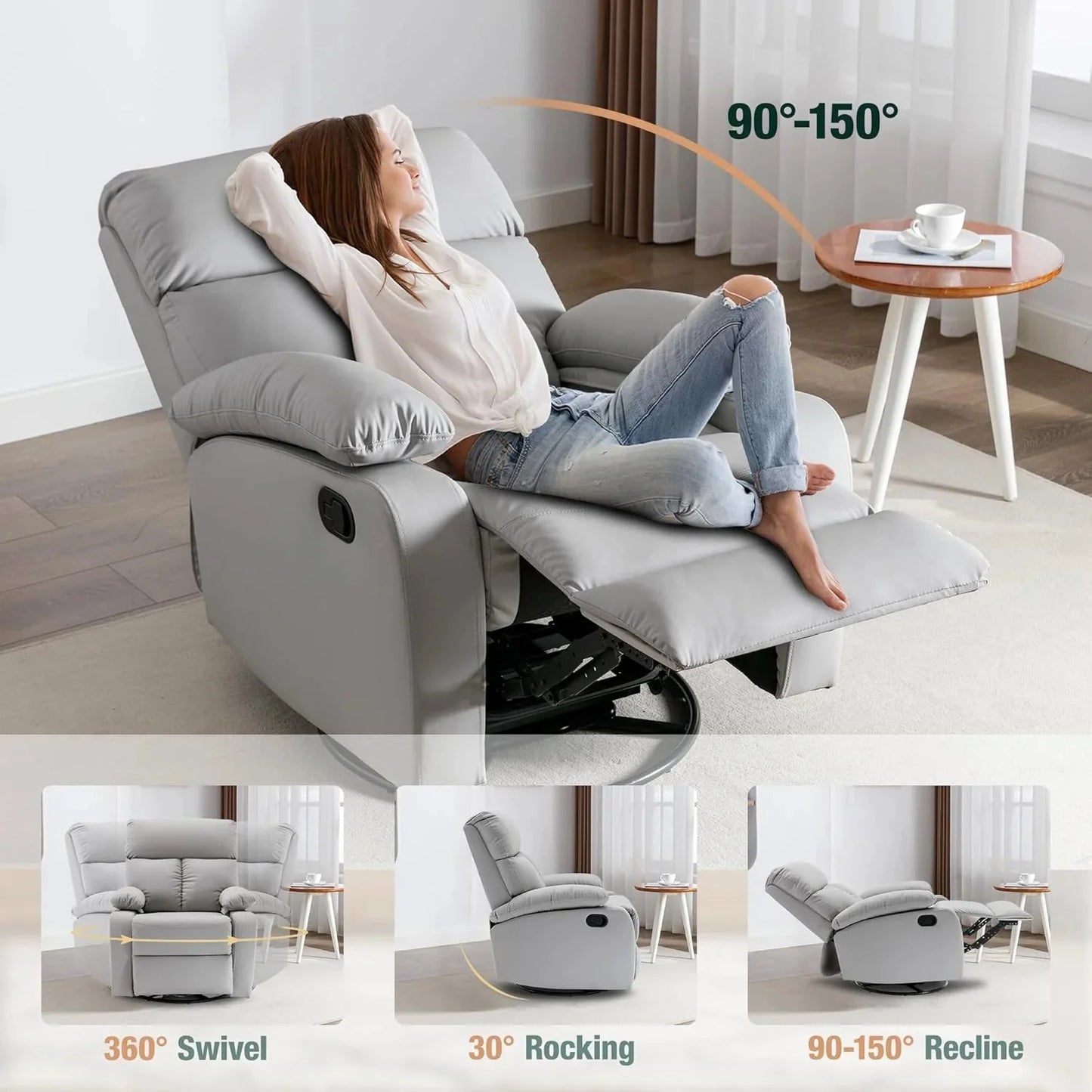 Small Swivel Rocker Recliner Chair for Compact Spaces