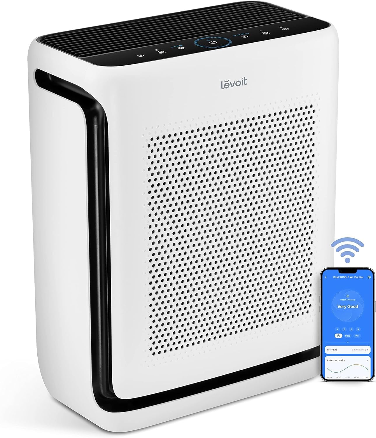 LEVOIT Vital 200S-P Air Purifier for Large Rooms, White