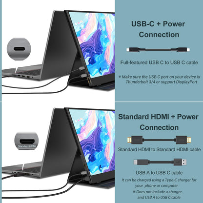 INNOVIEW Portable Monitor 15.6" FHD 1080P HDMI USB-C