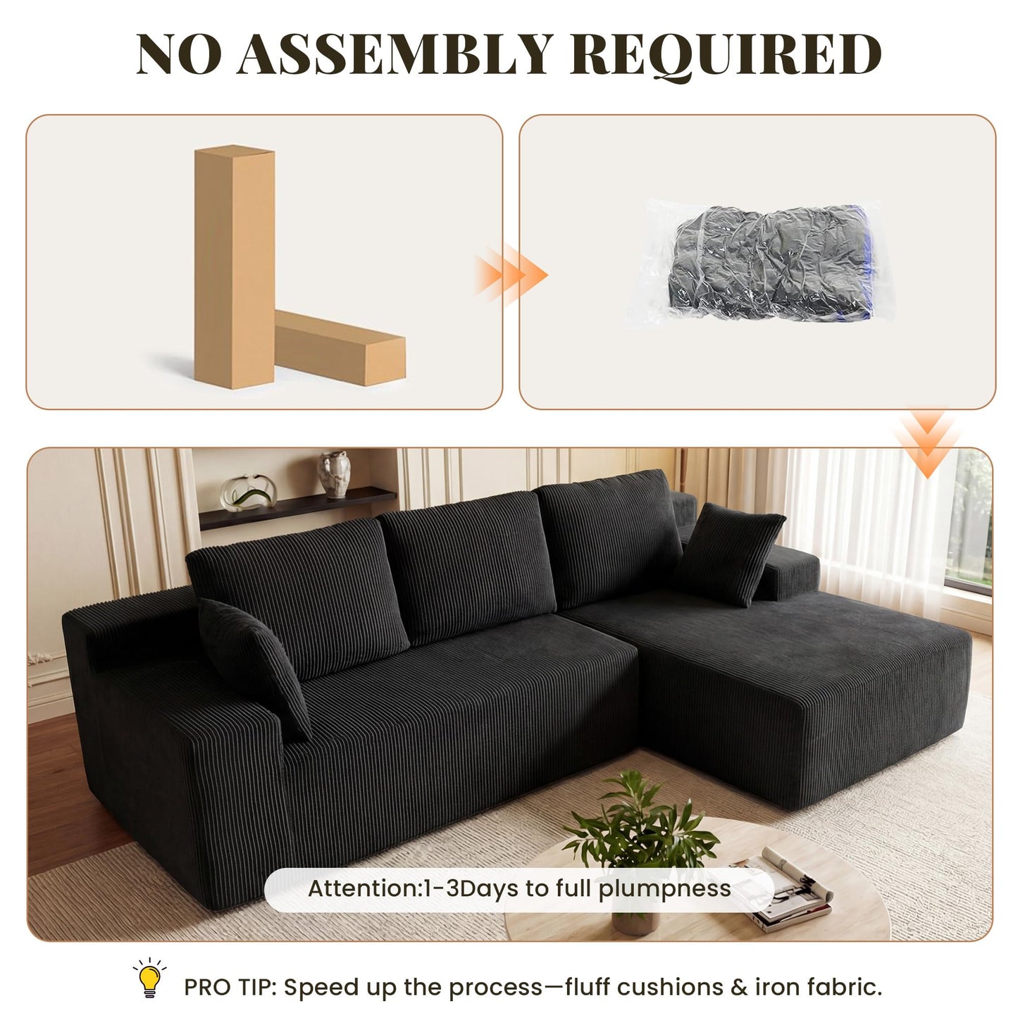 GRUSIGN Cloud Sectional Couch - Modular L-Shaped Sofa