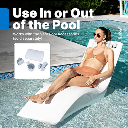 Pool Lounger, Fade-Resistant, Waterproof Patio Furniture, Pool Lounge Chair for Sun Shelf, Use in Pools with Shelves Up to 9-Inches Deep or Outside Pool Deck, Weighted, White