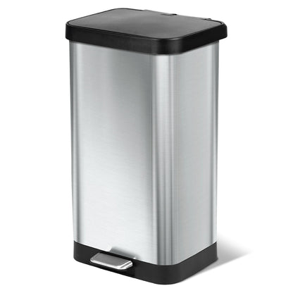 GLAD Stainless Steel 20 Gallon Step Trash Can with Odor Guard